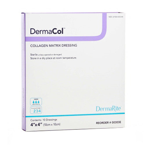 DermaRite Dermacol Collagen Matrix Dressing 4"X4", 10 Ea
